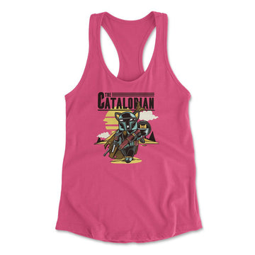 The Catalorian Womens Racerback Tank in Hot Pink color